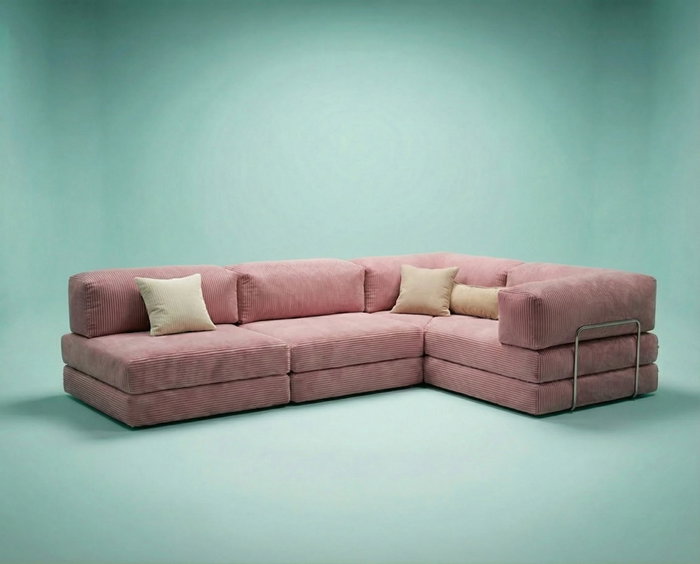 Atelier Del Sofa Sofá-Cama Esquinero Kanyon - Rosa